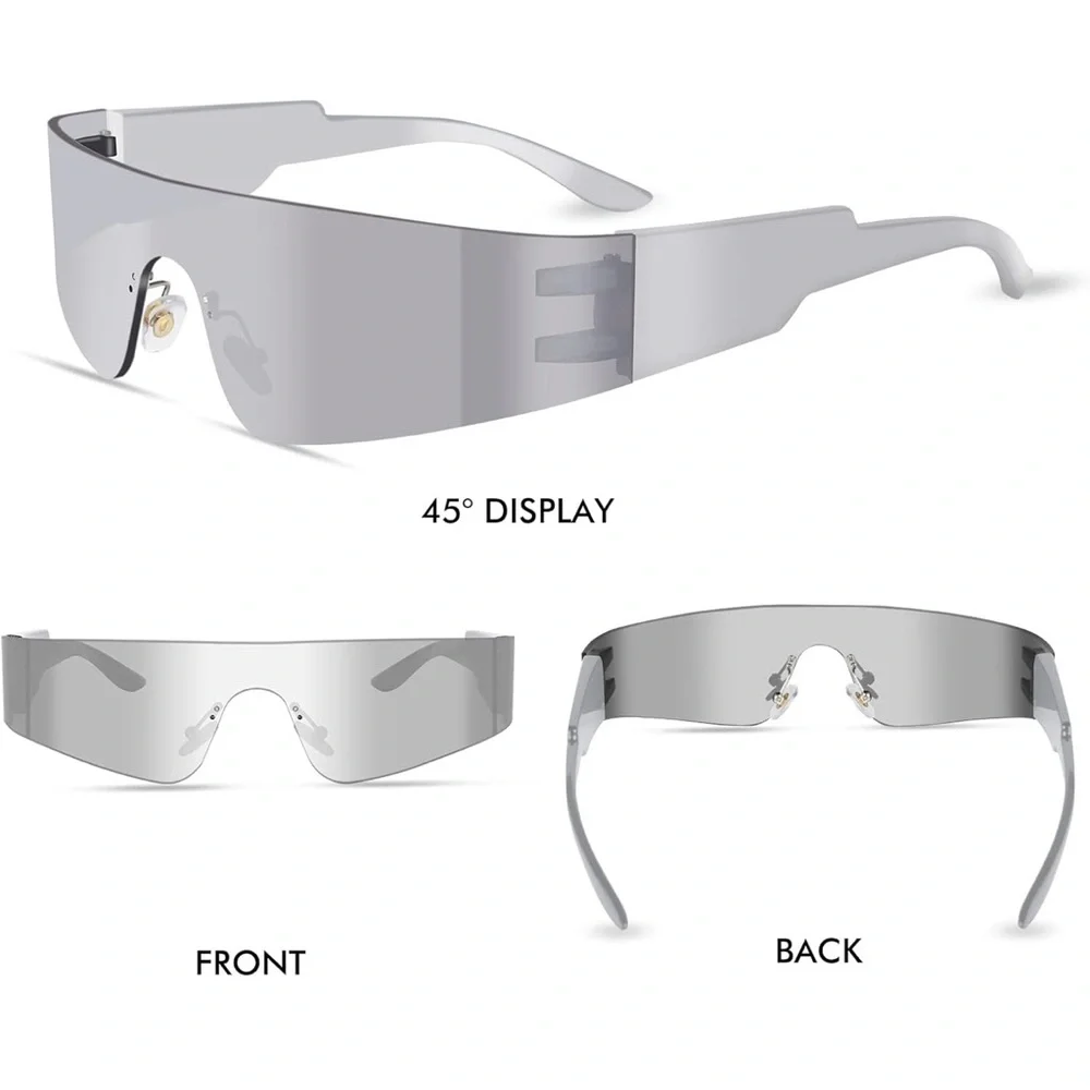 Stylish Retro Rimless Futuristic Mirror Sunglasses
